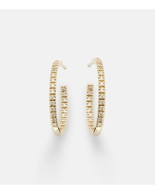 Sydney Evan Metallic 14Kt Hoop Earrings With Diamonds