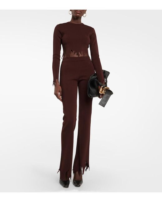 J.W. Anderson Brown Distressed Crop Top