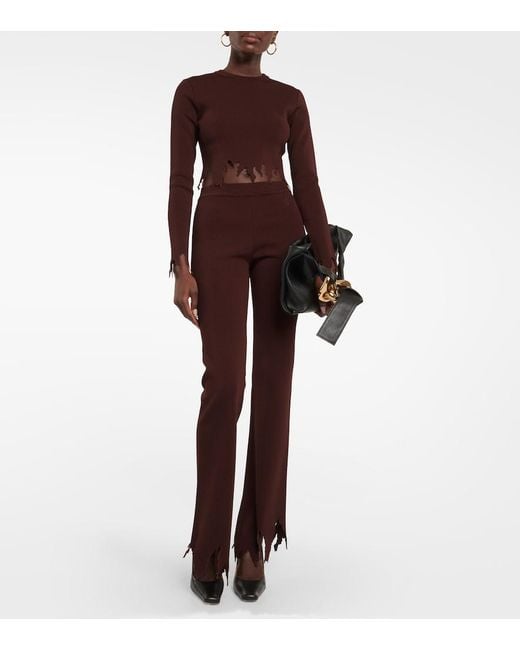 J.W. Anderson Brown Distressed Crop Top
