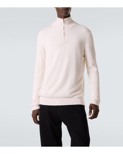 LeKasha White Dared Cashmere Half-Zip Sweater for men