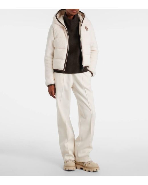 Moncler Natural Hooded Fleece Down Jacket