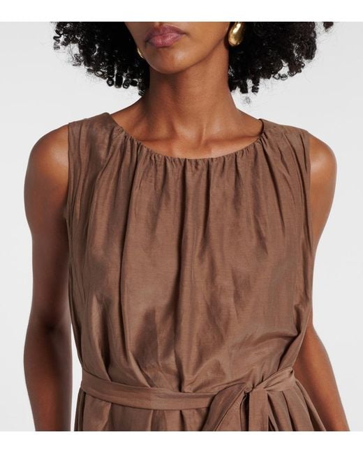 Velvet Brown Margot Cotton And Silk Voile Minidress