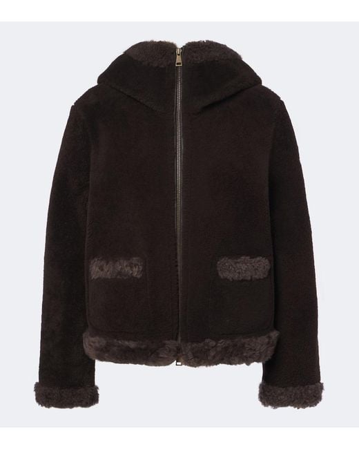 Moncler Black Leuctre Shearling-Trimmed Down Jacket