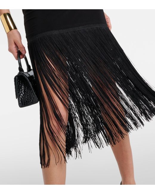 Norma Kamali Black Fringed Miniskirt