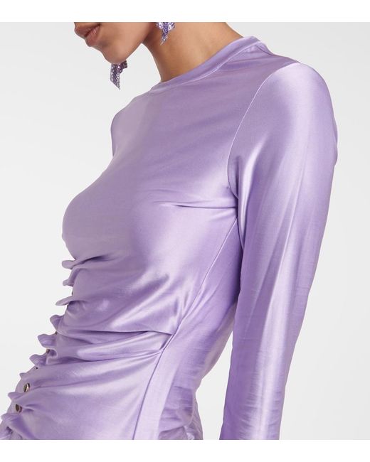 Rabanne Purple Gathered Satin Top
