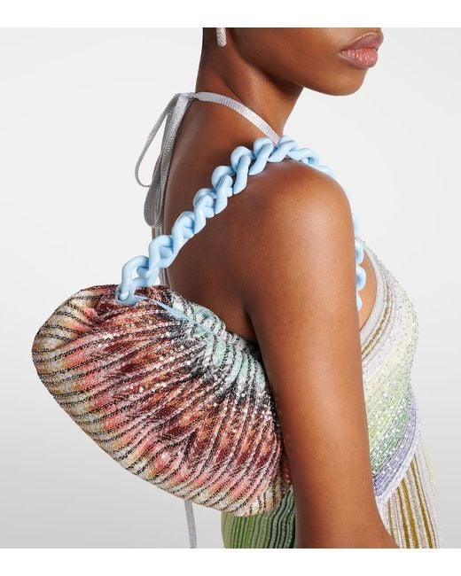 Missoni Zig Zag Sequined Clutch in Blue | Lyst