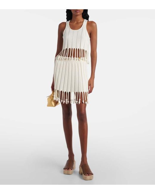 Loewe Paula's Ibiza Embellished Cotton Miniskirt in White