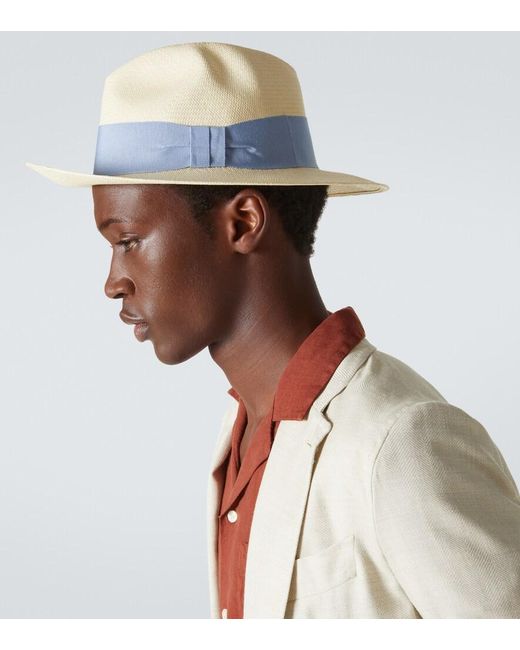 Frescobol Carioca Blue Rafael Straw Panama Hat for men