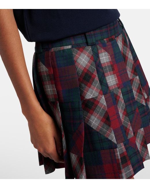 Miu Miu Black Patchwork Plaid Virgin Wool Miniskirt