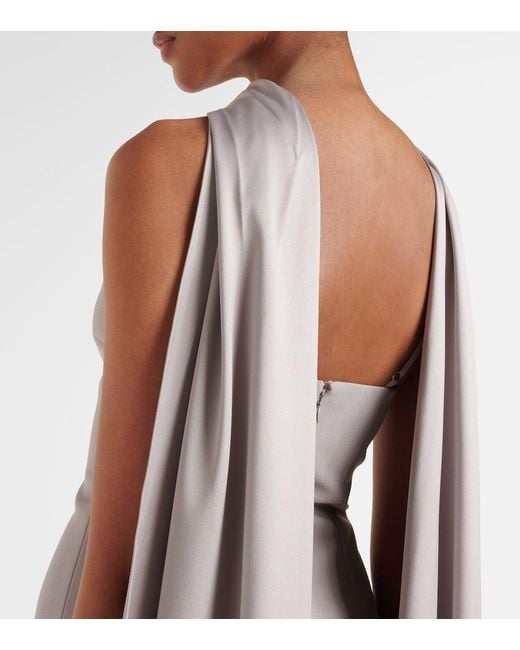 Solace London Gray Cece Satin And Crepe Gown