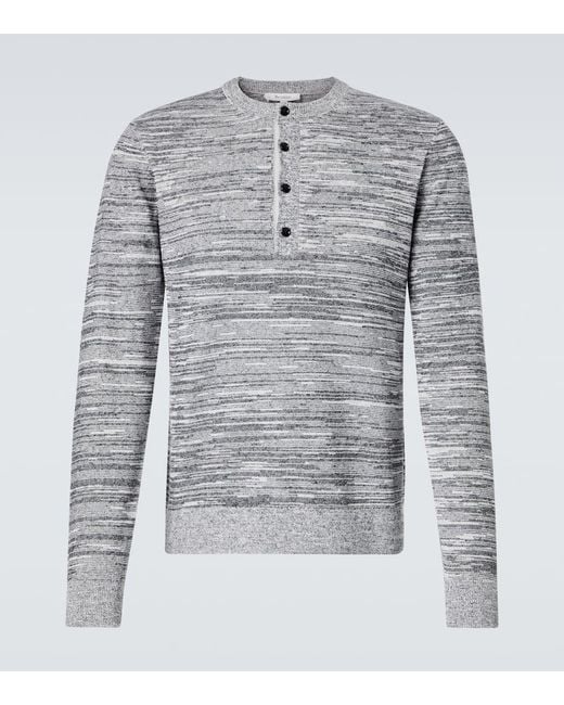Camiseta Con Botones En Mezcla De Algodon Y Lino J.W. Anderson de hombre de color Gray