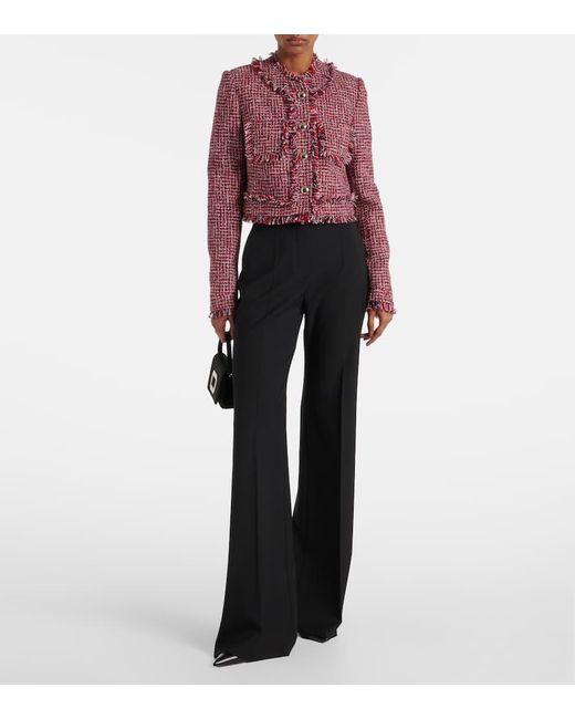 Safiyaa Red Wool-Blend Tweed Jacket
