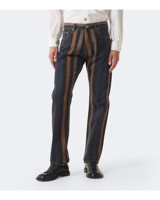 Jeans Rectos A Rayas Versace de hombre de color Gray