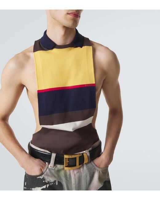 Versace Multicolor Striped Cotton Tank Top for men
