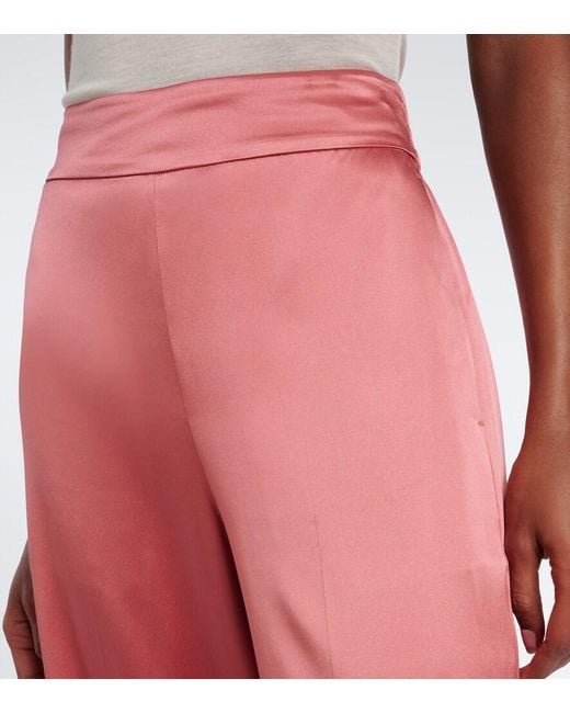 Joseph Pink Dijon Silk Satin Wide-Leg Pants