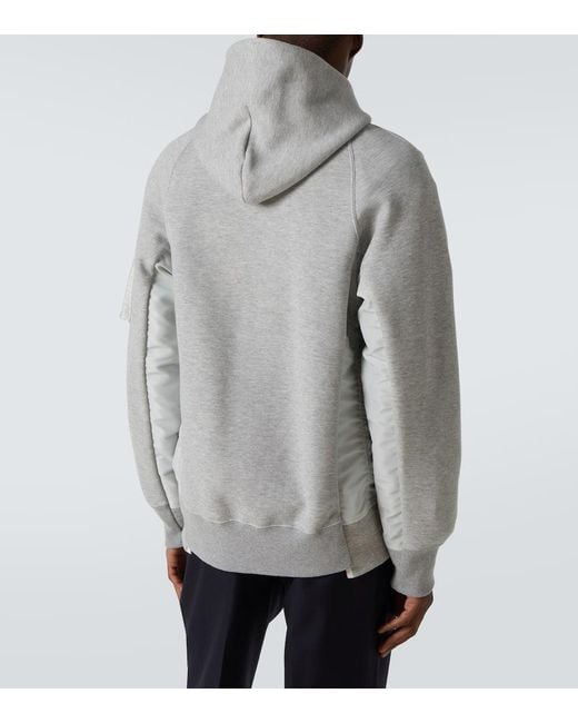 Sudadera Con Capucha De Jersey De Algodon Sacai de hombre de color Gray