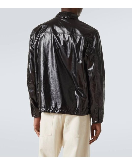 Stone Island Black Compass Laminated Cotton Overshirt for men