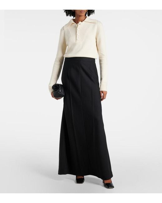 Plan C Black Wool Maxi Skirt