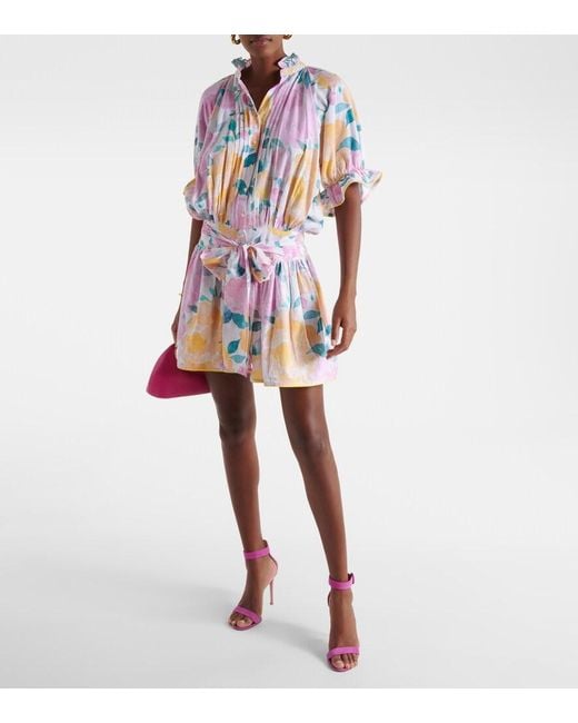 Juliet Dunn White Linen Look Blouson Dress