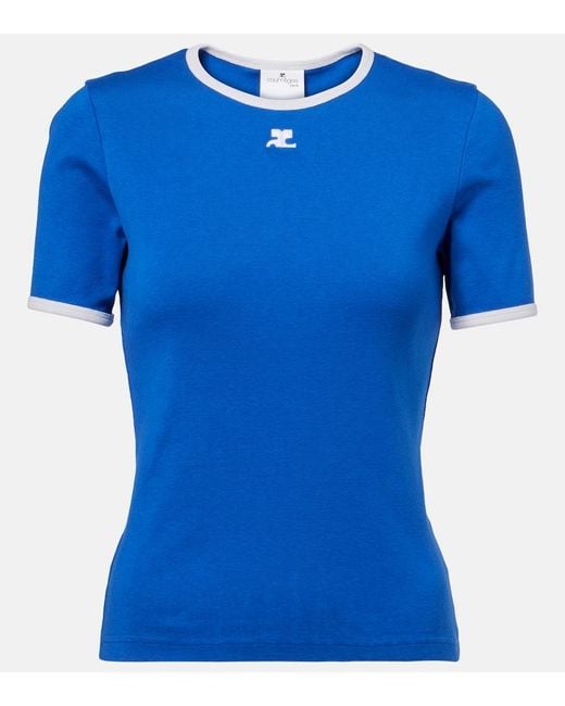 Courreges Blue Heritage Cotton Jersey T-Shirt