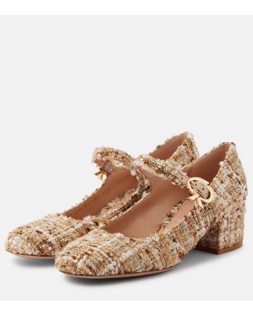 Gianvito Rossi Brown Mary Ribbon Boucle Pumps