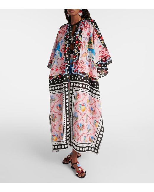 Caftano Capri in cotone con stampa di Dolce & Gabbana in Multicolor