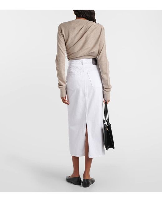 TOVE White Sera Denim Maxi Skirt