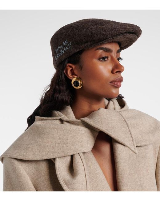 Ruslan Baginskiy Brown Logo Wool-Blend Newsboy Cap