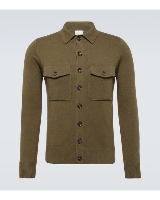 Cardigan camicia in lana e cashmere di Allude in Green da Uomo