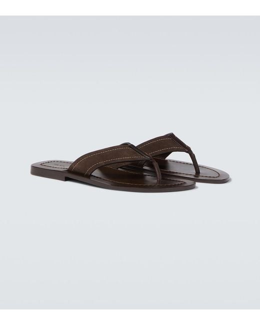 The Row Brown Dan Suede Thong Sandals for men