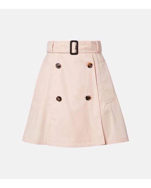 Burberry Natural Josselyn Belted Cotton Miniskirt