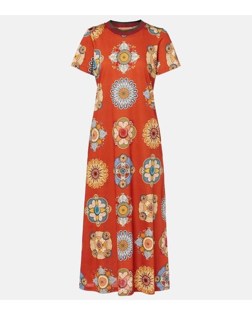 LaDoubleJ Red Sporty Swing Cotton Jersey Midi Dress