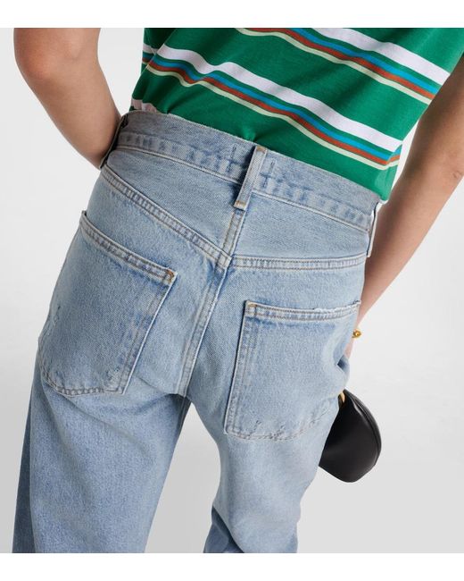 Agolde Blue Mid-Rise Straight Jeans 90's Crop