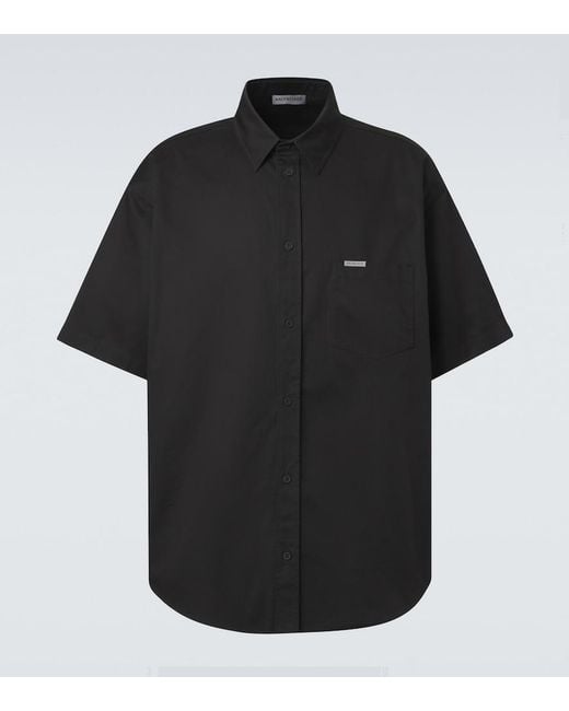 Balenciaga Black Logo Cotton Twill Shirt for men