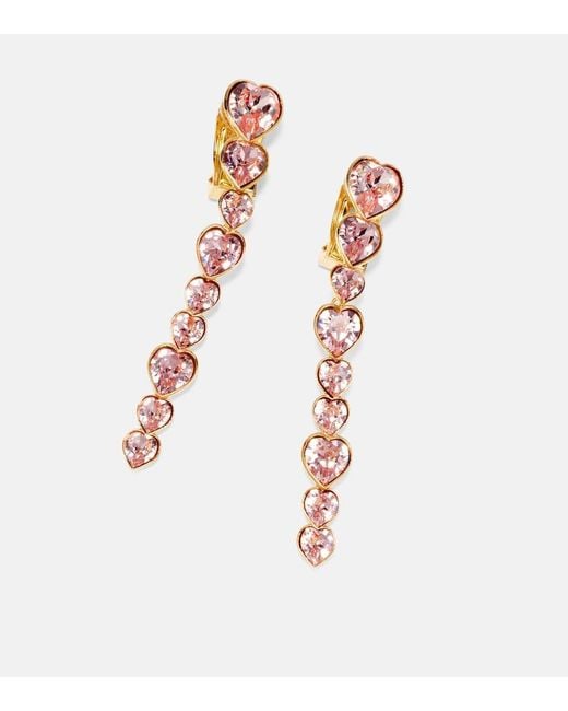 Oscar de la Renta White Crystal-Embellished Clip-On Earrings