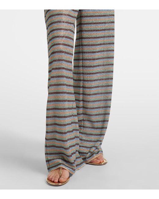 Oseree Gray Lumiere Striped Wide-Leg Pants