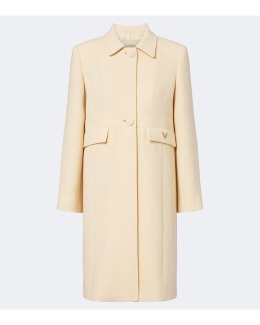Valentino Natural Vgold Virgin Wool Crepe Coat