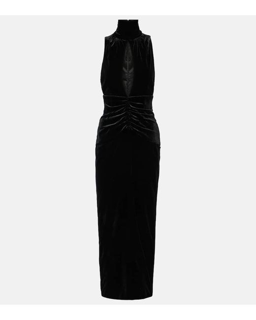 Alessandra Rich Ruched Cutout Velvet Gown in Black | Lyst