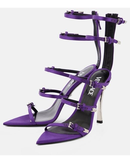 Versace Purple Pin-Point Leather Sandals