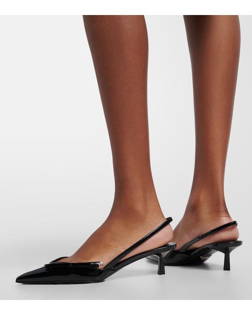 Prada Black Slingback-Pumps Aus Lackleder