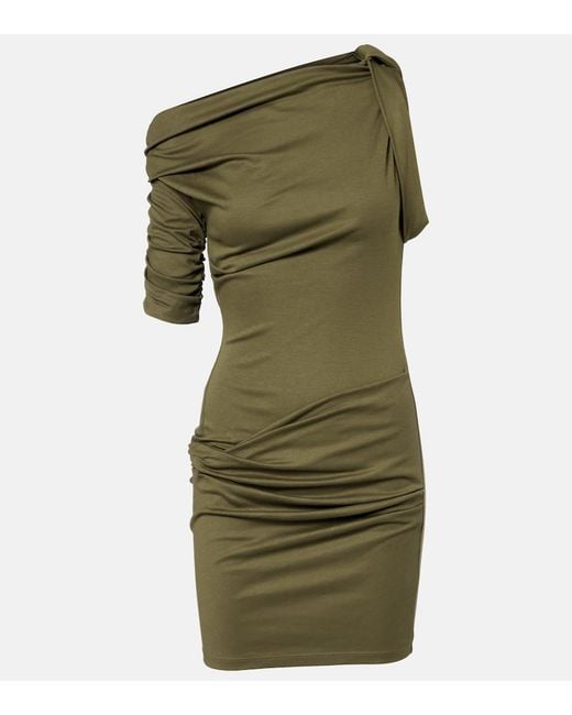 Jacquemus Green Draped Cotton And Silk Minidress