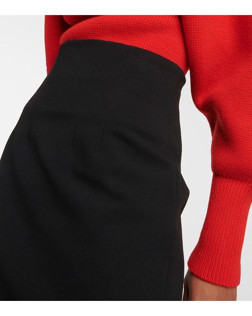 Ferragamo Black High-Rise Wool-Blend Maxi Skirt