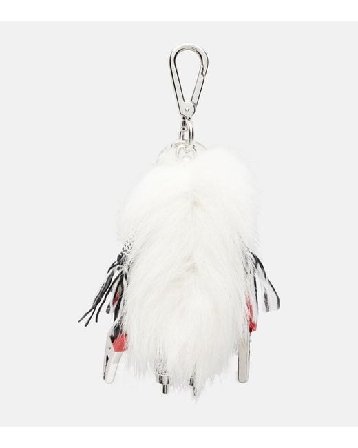 Prada White Rufus Stainless Steel Keychain