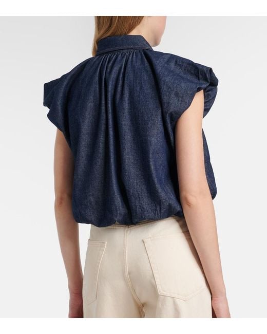 FRAME Blue Shell Denim Blouse