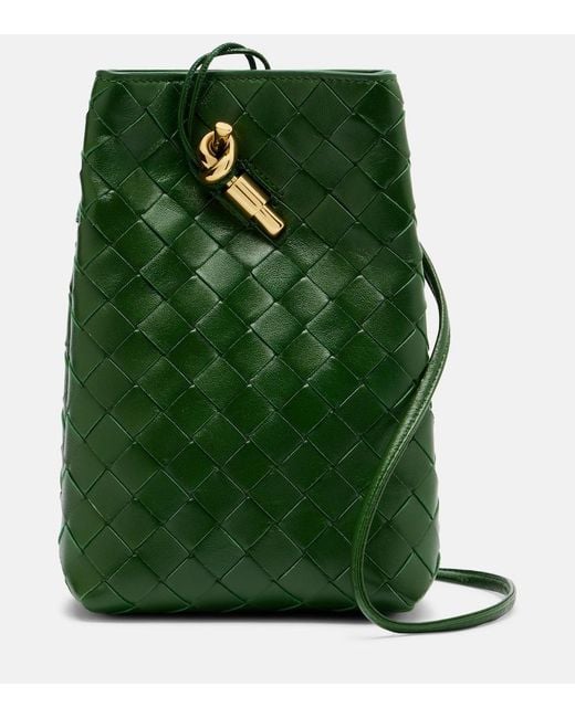 Bottega Veneta Green Andiamo Mini Leather Crossbody Bag
