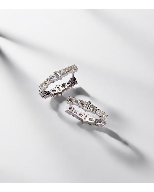Ileana Makri White Rivulet 18Kt Hoop Earrings With Diamonds