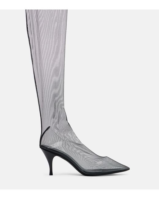 Herbert Levine Gray Sheer Perfection Mesh Over-The-Knee Boots