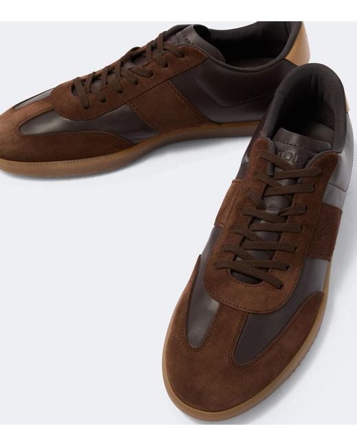 Tod's Brown Leather And Suede Sneakers for men
