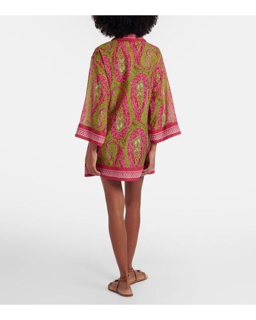 Etro Red Printed Cotton And Silk Tunic