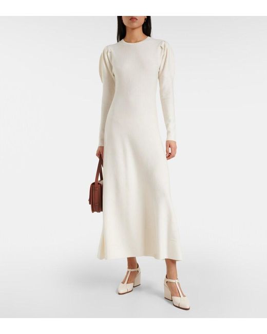Gabriela Hearst Natural Hannah Wool And Cashmere Midi Dress